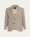 Zegna Herringbone-pattern Wool-blend Jacket In Gray