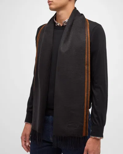 Zegna Men's Silk Bicolor Scarf In Blk Sld