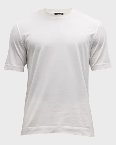 Zegna Men's Silk-cotton Leggerissimo T-shirt In White