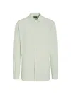 Zegna Men's Silk Shirt In Light Aqua Green