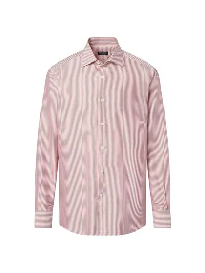 Zegna Striped Silk Shirt In Multi
