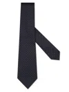 Zegna Patterned Silk Tie In Black
