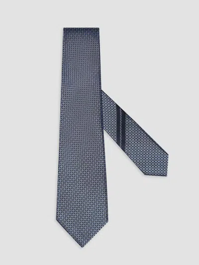 Zegna Jacquard Geometric Silk Classic Tie In Gray