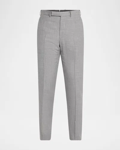 Zegna Men's Slim-fit Melange Pants In Gray