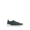 Zegna Men's Suede Triple Stitch Low Top Sneakers In Black