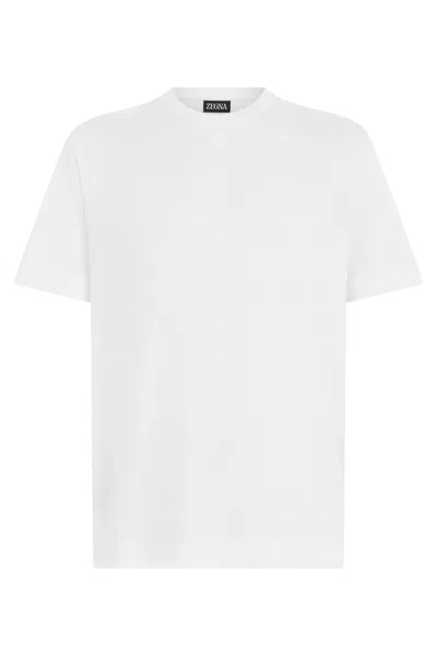 Zegna Crew-neck Short-sleeve T-shirt In White