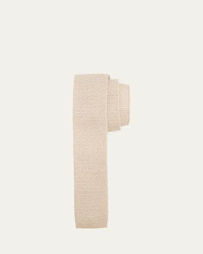 Zegna Men's Solid Linen Knit Tie In Neutral
