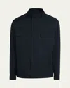 Zegna Men's Solid Microfiber Overshirt In Black