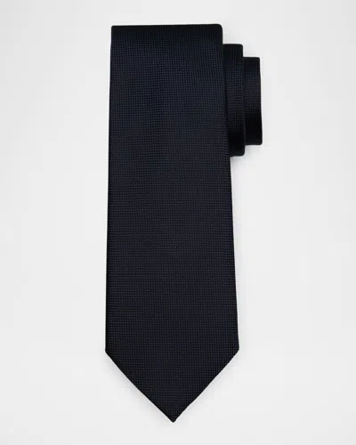 Zegna Men's Solid Pindot Silk Tie In Blue