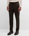 Zegna Men's Solid Pure Wool Flat-front Pants In Dk Brw Sld