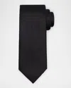Zegna Men's Solid Textured Silk Tie In Black