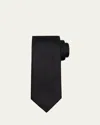 Zegna Men's Solid Textured Silk Tie In Black
