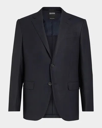 Zegna Wool-blend Blazer In Blue