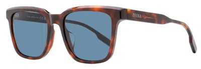 Zegna Men's Square Sunglasses Ez0225-d 54v Red Havana 54mm In Multi