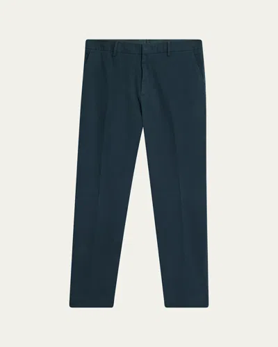 Zegna Men's Straight Fit Flat-front Pants In Blue