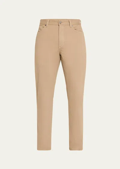 Zegna Men's Straight-leg Cotton Gabardine Jeans In Md Bge Sld