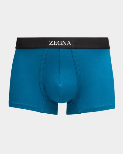 Zegna Stretch-cotton Boxer Briefs In Blue