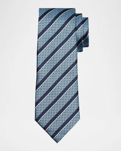 Zegna Men's Stripe Jacquard Silk Tie In Blue