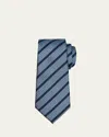 Zegna Men's Stripe Jacquard Silk Tie In Br Blustrp