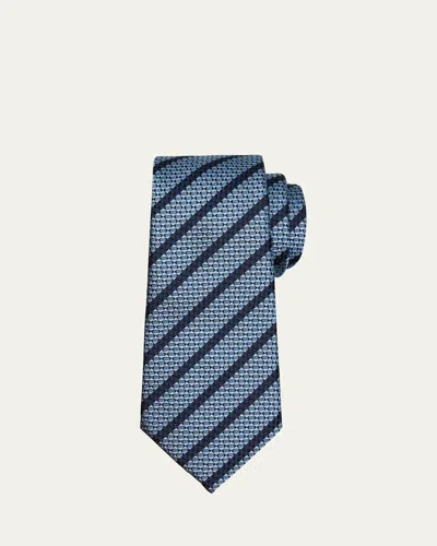 Zegna Men's Stripe Jacquard Silk Tie In Br Blustrp