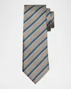 Zegna Men's Stripe Jacquard Silk Tie In Md Bgestrp