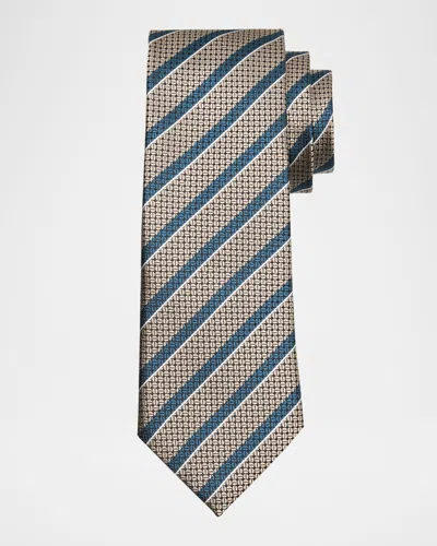 Zegna Men's Stripe Jacquard Silk Tie In Neutral