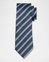 Zegna Men's Stripe Jacquard Silk Tie In Nvy Strp