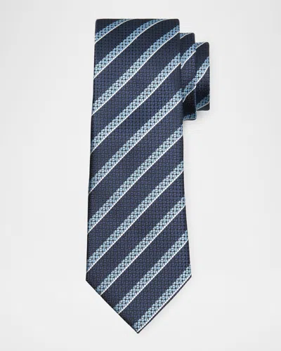 Zegna Men's Stripe Jacquard Silk Tie In Blue