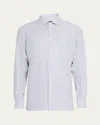 Zegna Men's Stripe Oasi Lino Casual Button-down Shirt In Blue