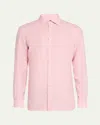 Zegna Men's Stripe Oasi Lino Casual Button-down Shirt In Dk Pnkstrp