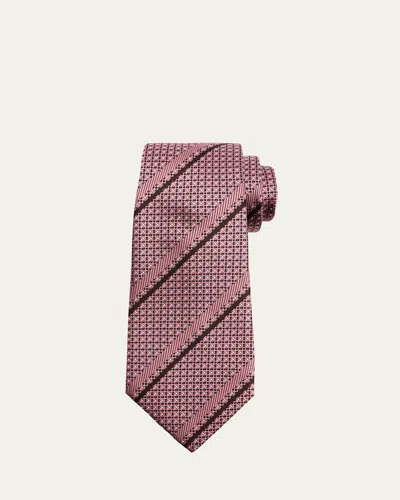 Zegna Men's Stripe Silk Jacquard Tie In Md Pnkstrp