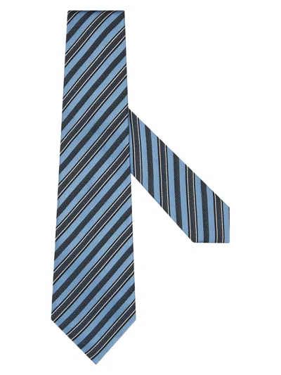 Zegna Men's Striped Silk And Cotton Tie In Pattern