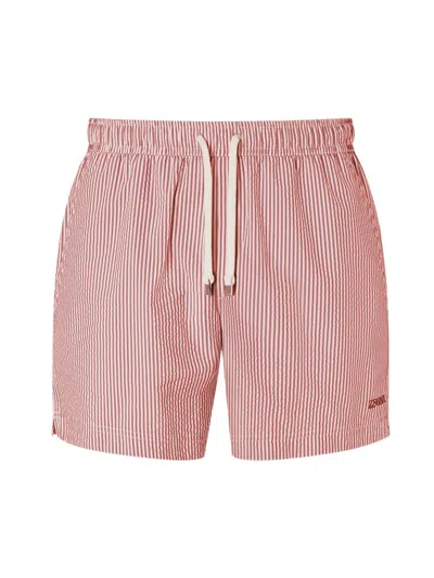 Zegna Men's Striped Swim Trunks In Pink