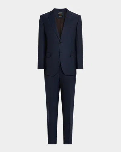 Zegna Men's Striped Wool Suit In Nvy Strp