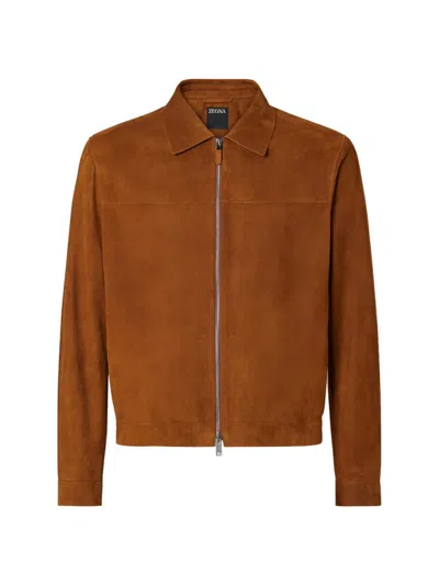 Zegna Suede Blouson In Brown