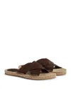 Zegna Mens Dark Brown Crossover Suede Espadrilles Eur 41 / 7 Uk In Brown