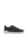 Zegna Suede Leather Sneakers In Black