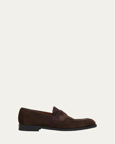 Zegna Men's Suede Rubber-sole Penny Loafers