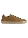 Zegna Men's Suede Triple Stitch Espadrilles In Olive Green