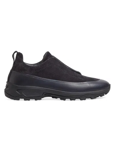 Zegna Triple Stitch Leather And Suede Monte Sneakers In Animal Print