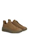 Zegna Khaki Suede Triple Stitch Monte Sneakers