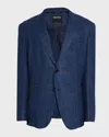 Zegna Men's Textured Winter Crossover Blazer In Blue