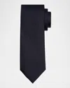 Zegna Men's Tic-weave Silk Tie In Black