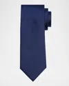 Zegna Men's Micro-chevron Silk Tie In Blue