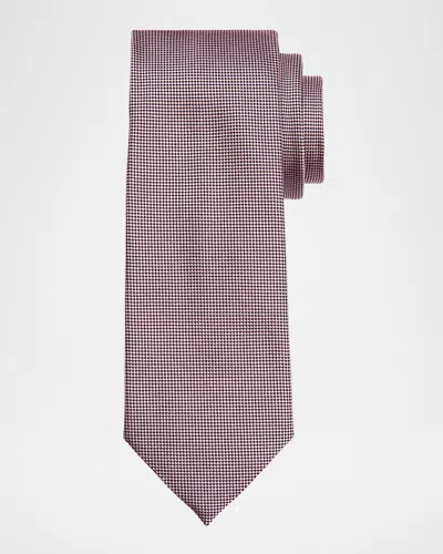 Zegna Men's Tic-weave Silk Tie In Pink