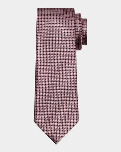 Zegna Men's Tonal Geometric Jacquard Tie In Pink
