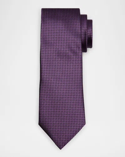 Zegna Men's Tonal Geometric Jacquard Tie In Blue