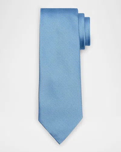 Zegna Men's Tonal Micro-grid Tie In Blue