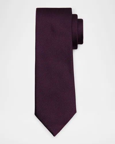 Zegna Men's Tonal Micro-grid Tie In Purple