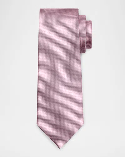 Zegna Men's Tonal Micro-grid Tie In Pink